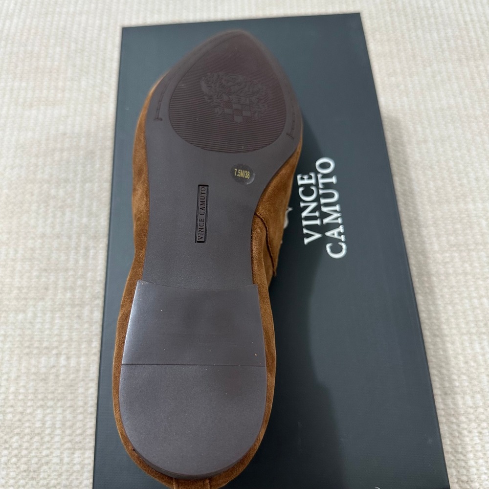 Vince Camuto Azur Burnt Sugar Suede Pointed Toe Loafers Flats Mens 7.5M NEW - Picture 7 of 7